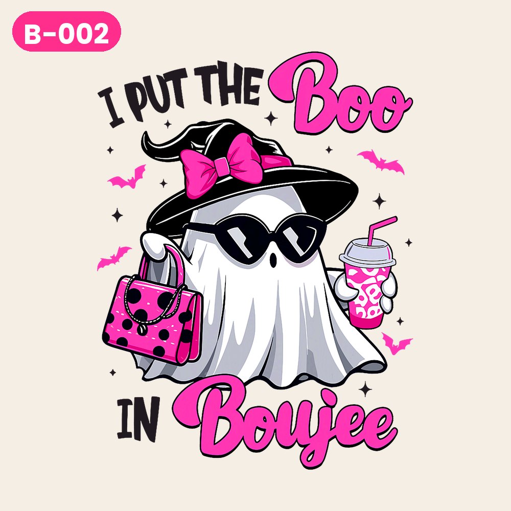 B-002 · I Put the Boo in Boujee – Pinkwitch — on light shirts
