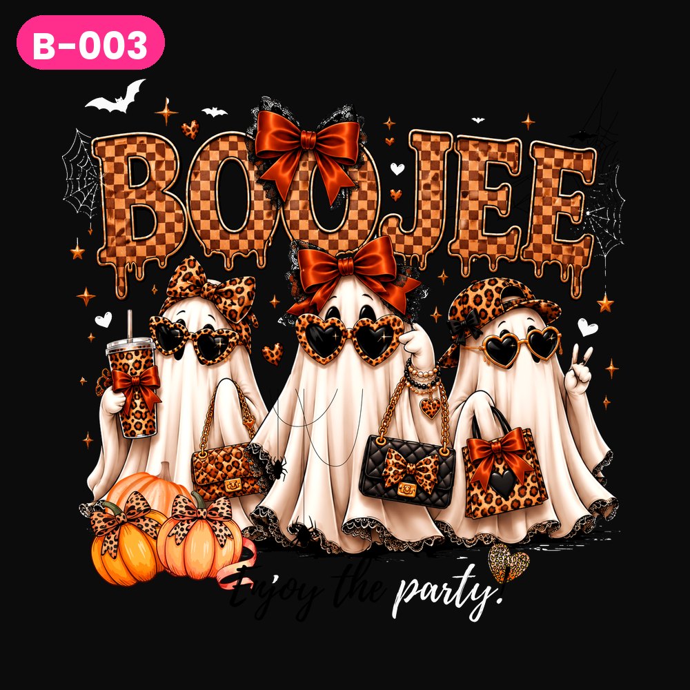 B-003 · Boojee 3 Ghosts – Enjoy the Party — on dark shirts