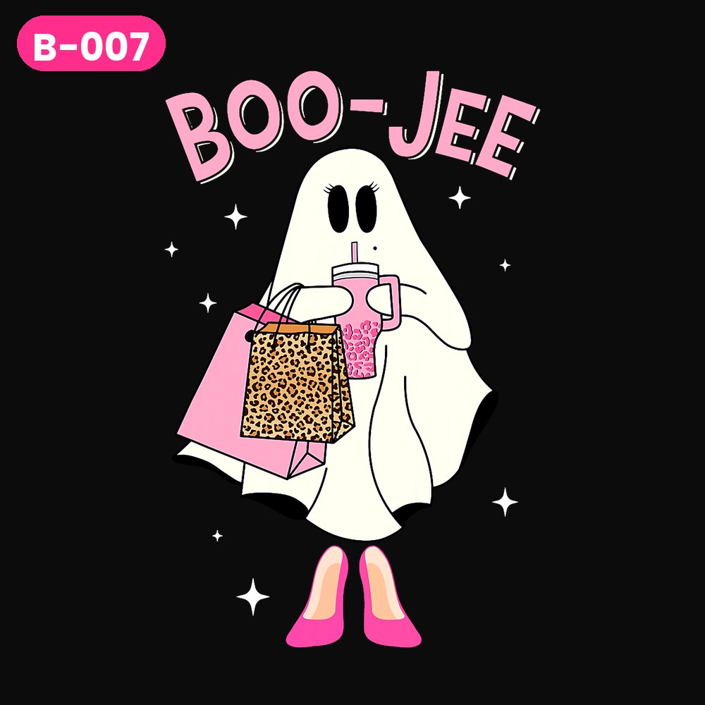 B-007 · Boo-Jee Shopping Spree — on dark shirts