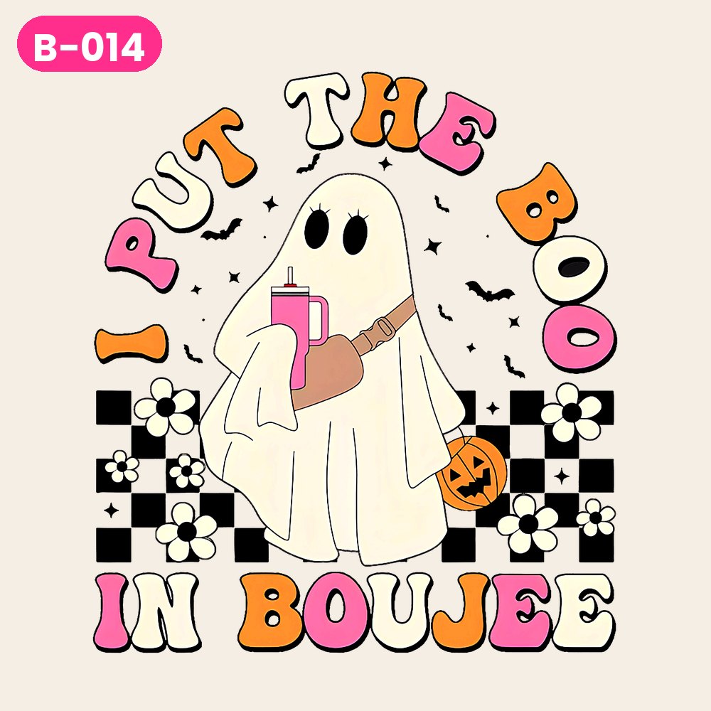 B-014 · I Put the Boo in Boujee – Checker — on light shirts