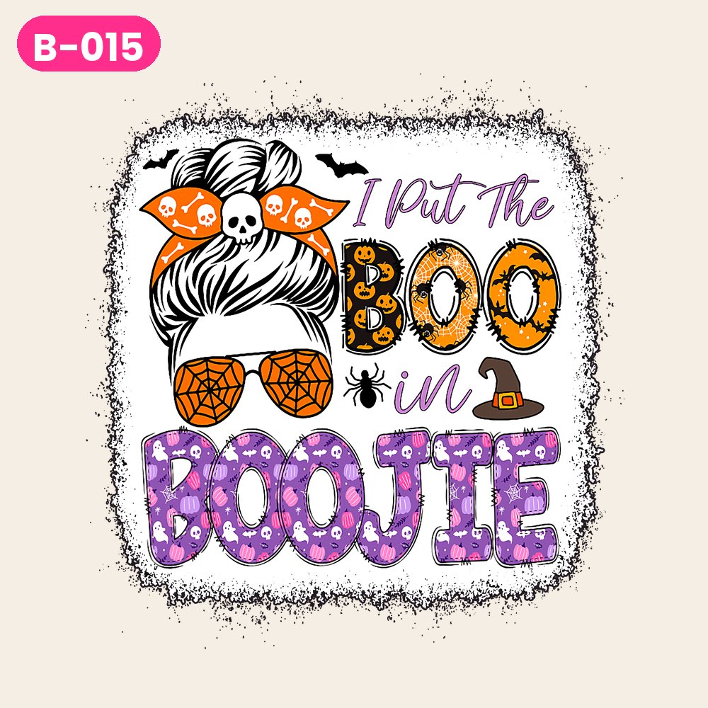 B-015 · Boo in Boojie Messy Bun — on light shirts