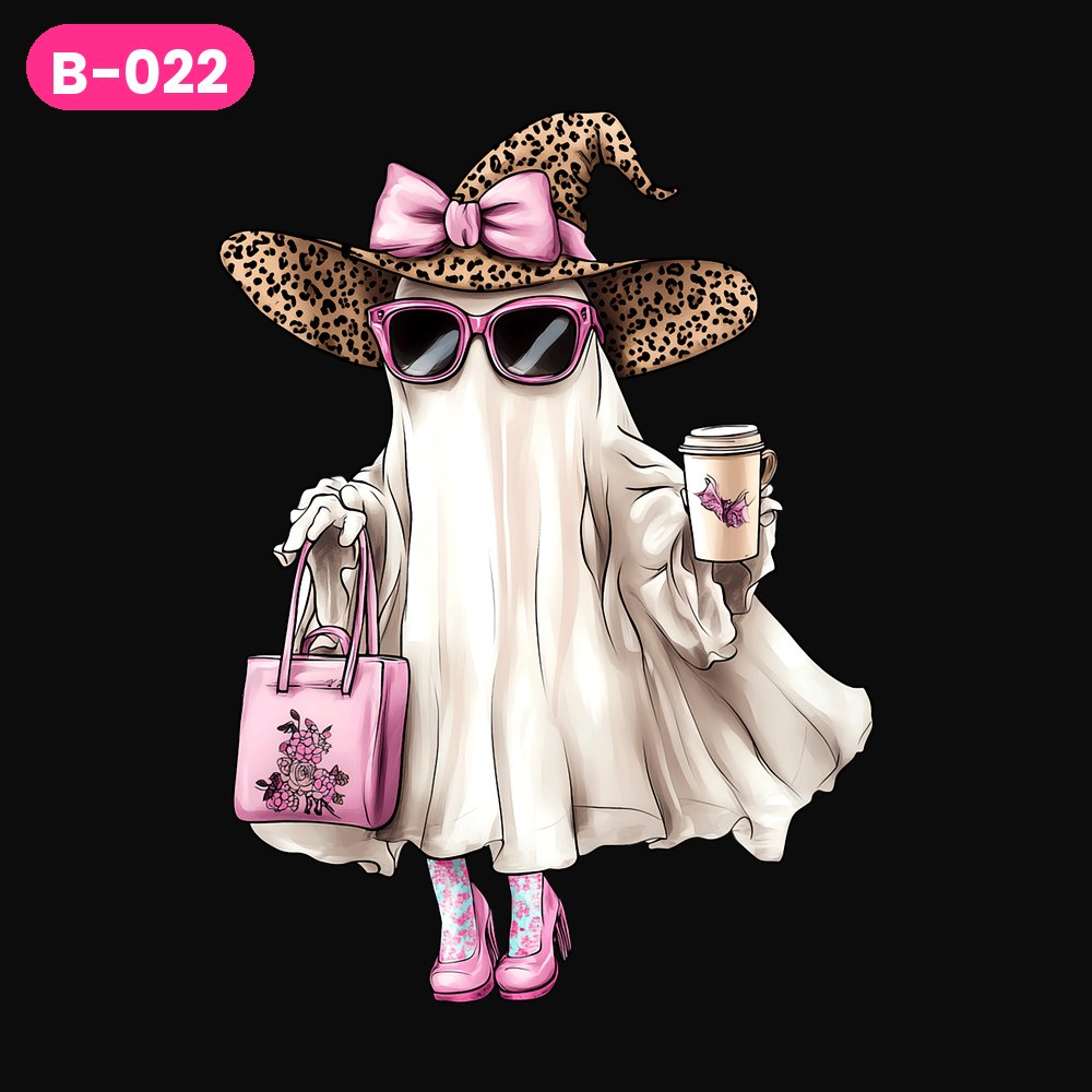 B-022 · Boujee Ghost in Pink — on dark shirts