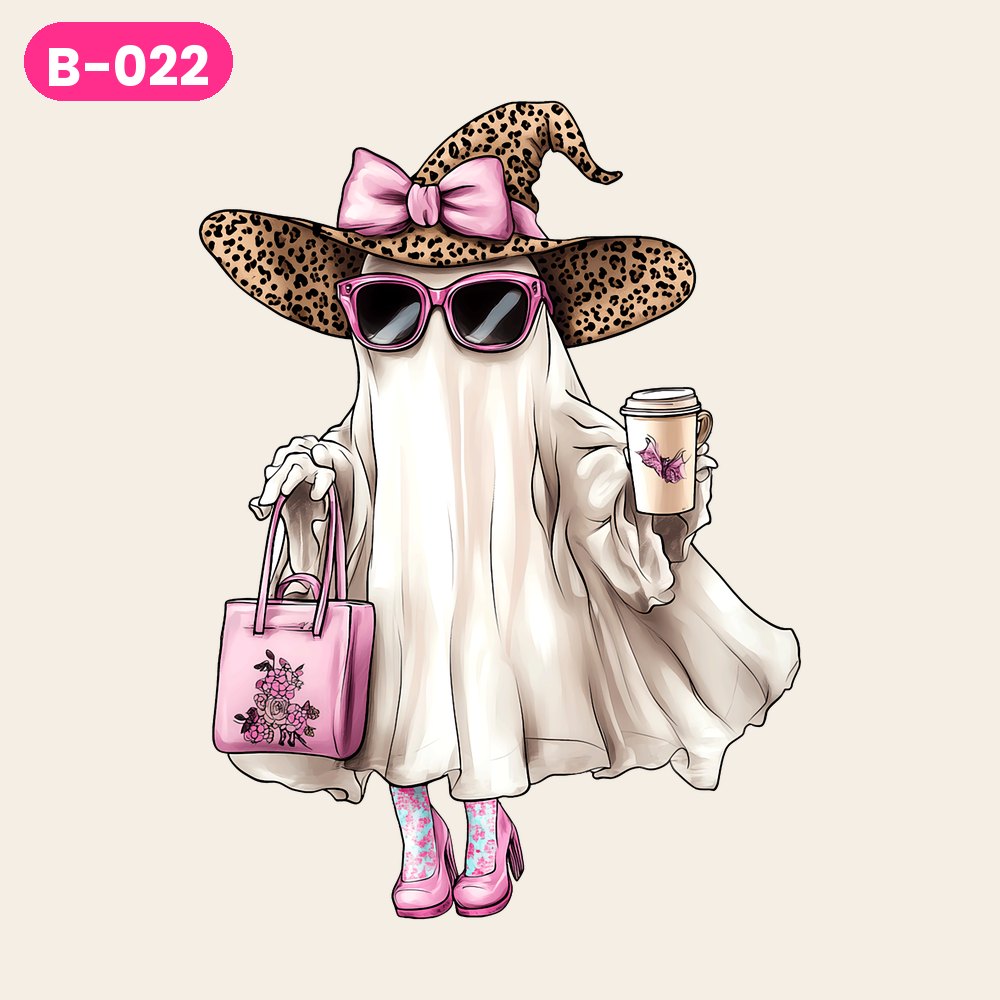 B-022 · Boujee Ghost in Pink — on light shirts