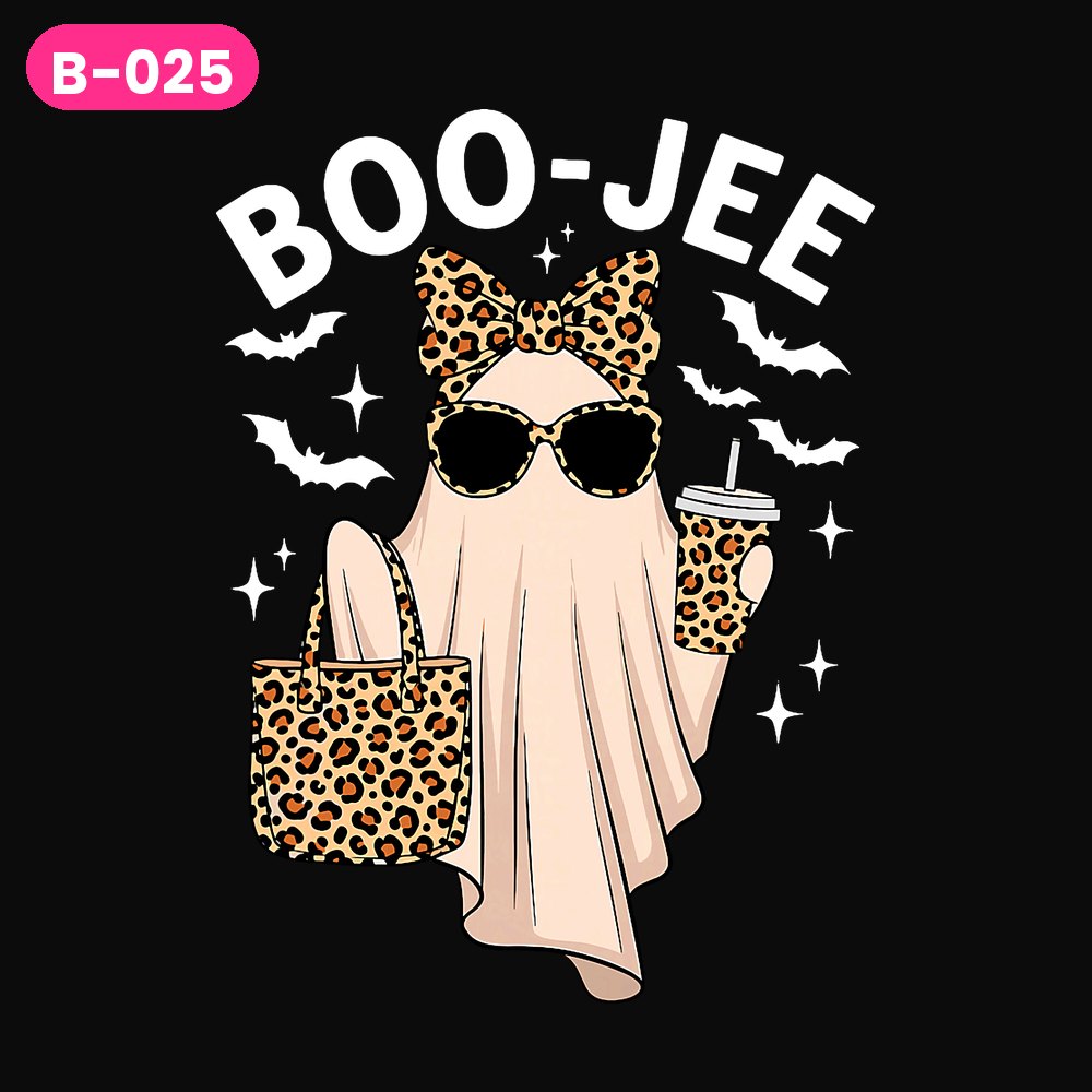 B-025 · Boo-Jee Leopard Bow — on dark shirts
