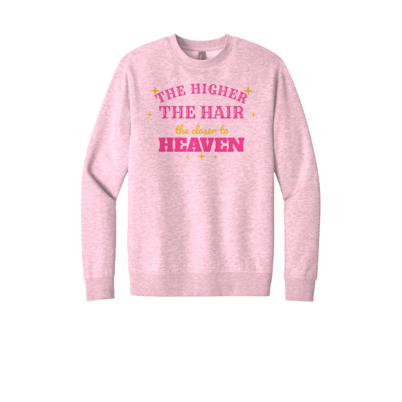 D-001 The Higher the Hair — dt6104-crewneck lightpink