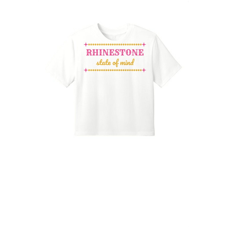 D-002 Rhinestone State of Mind — dt6066-croptee white