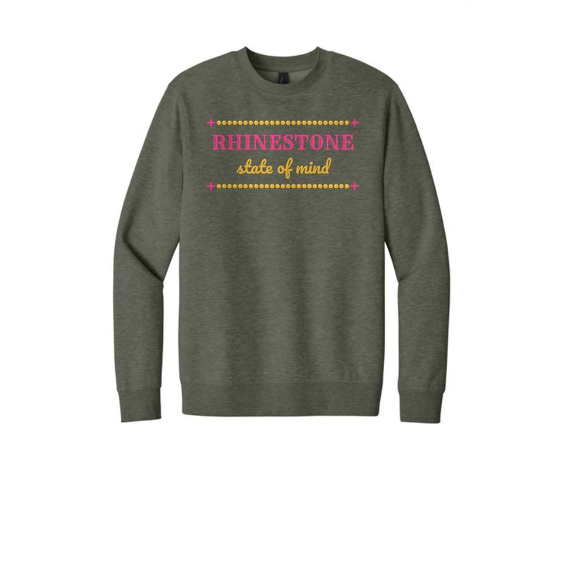 D-002 Rhinestone State of Mind — dt6104-crewneck heatheredolive