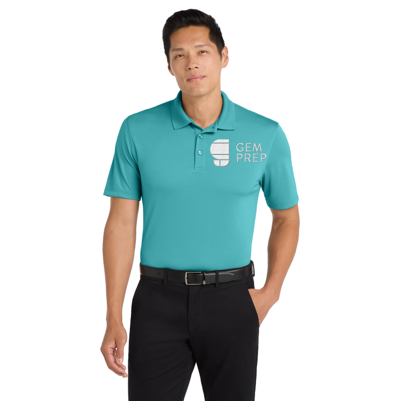 Gem Prep turquoise polo with embroidered logo