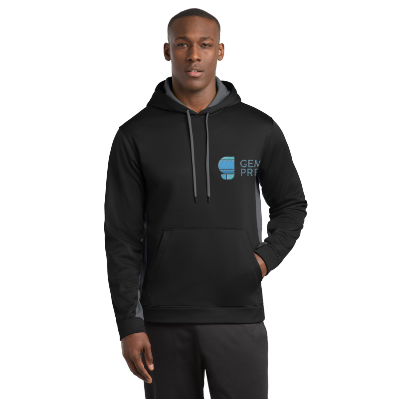 Gem Prep adult everyday hoodie, black, embroidered logo