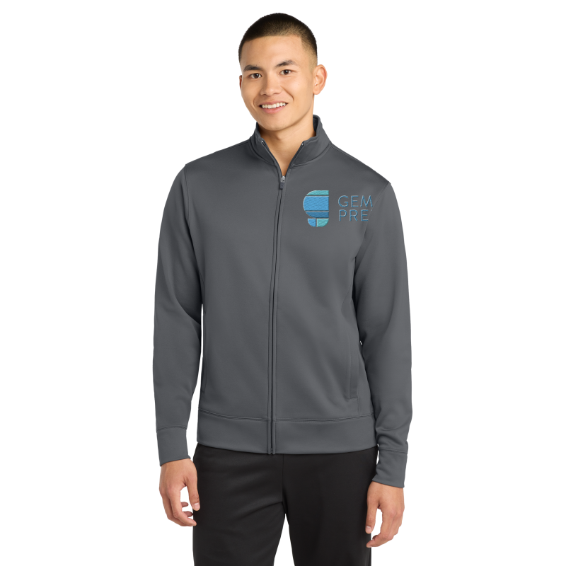 Gem Prep unisex full zip jacket, grey, embroidered logo