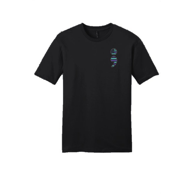 S-004 Semicolon (left chest) — dt6000-tee black