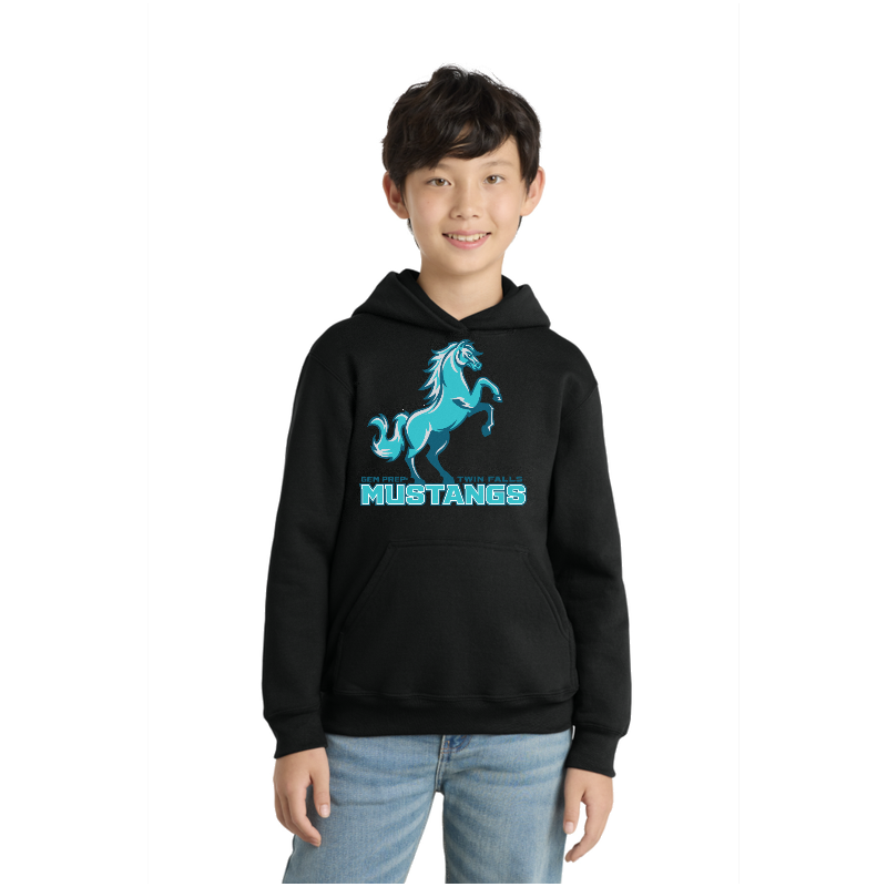 Gem Prep Mustangs youth spirit hoodie, in black