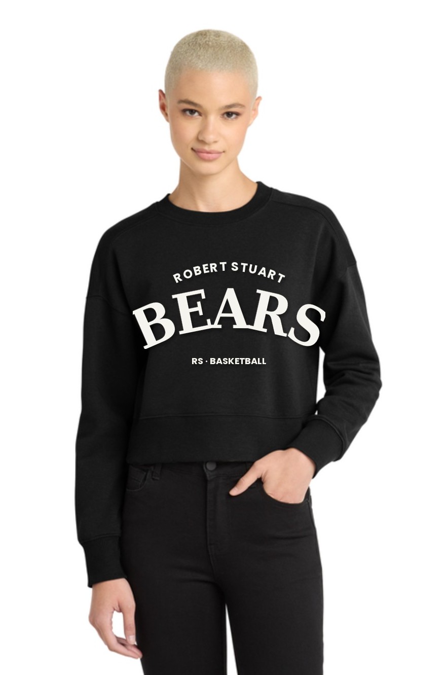 Robert Stuart Bears cropped crewneck in black with white puff BEARS