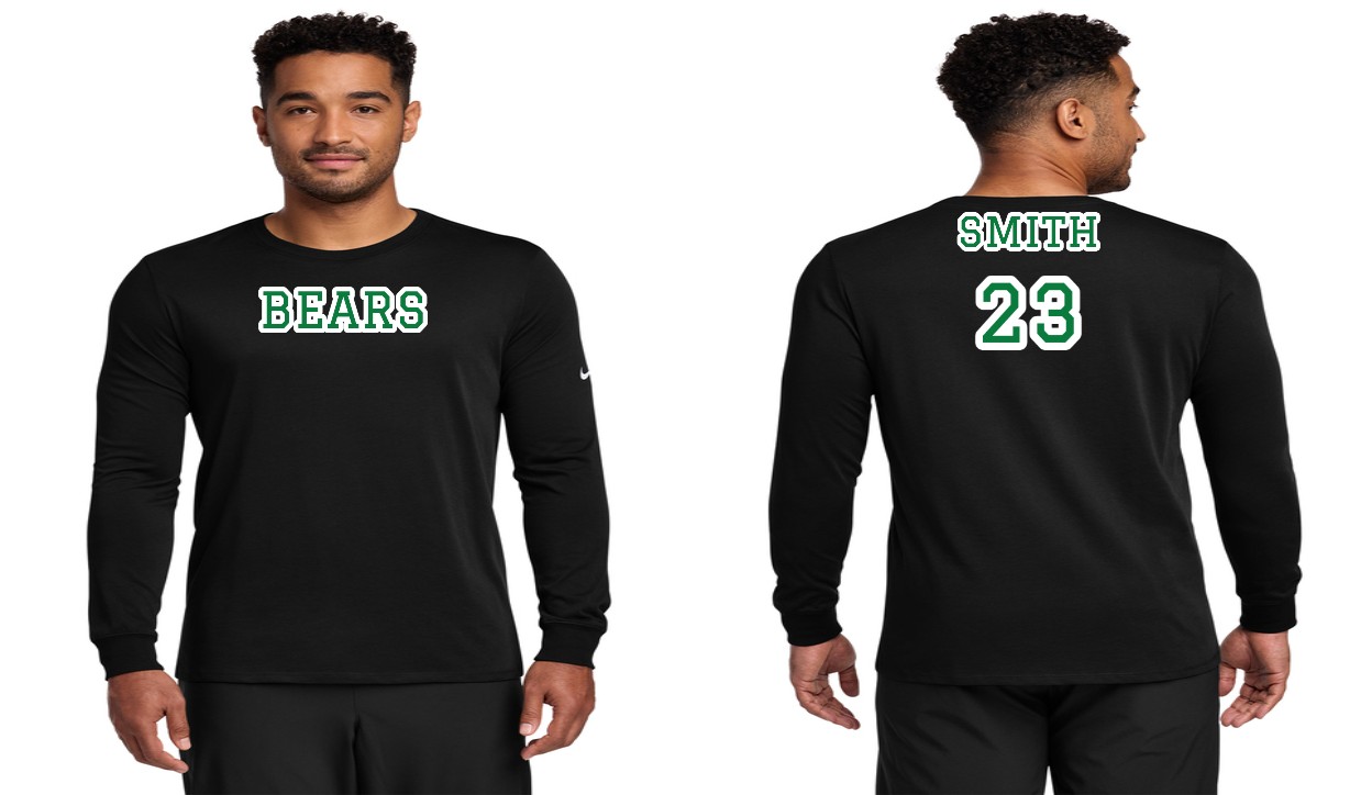 Black Nike Dri-FIT long sleeve with BEARS on the chest and SMITH 23 on the back