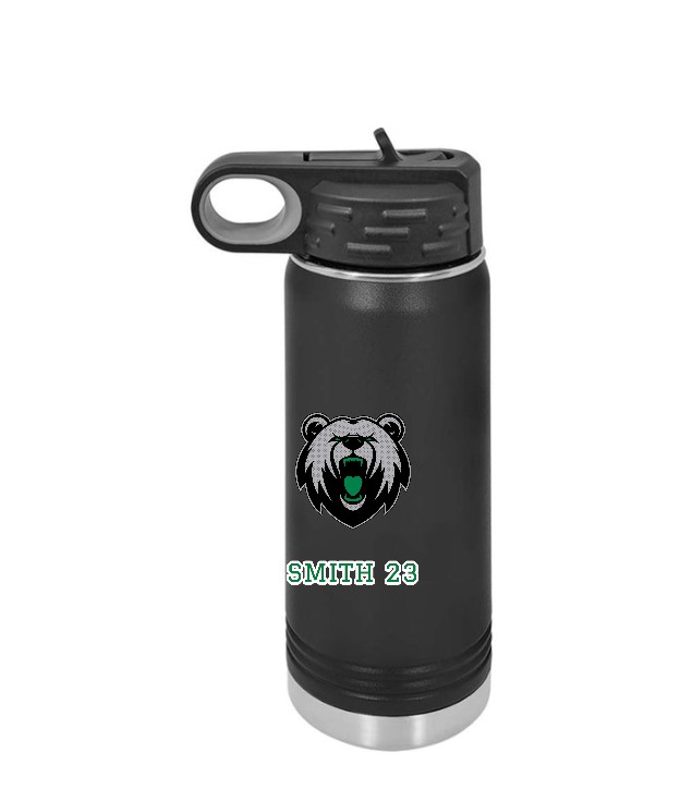 Black 20 oz insulated sport bottle with the bear and SMITH 23