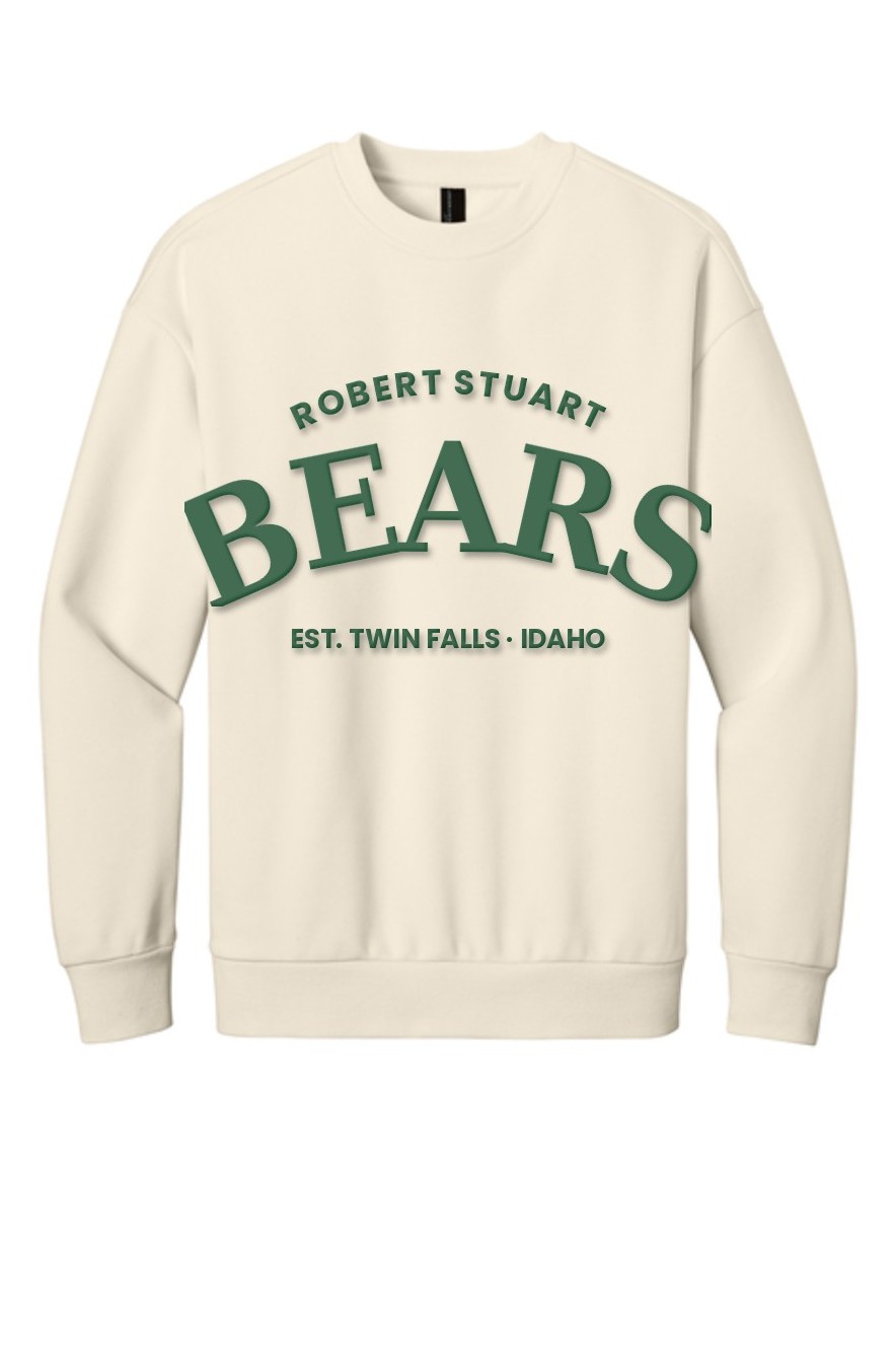 Robert Stuart Bears vintage crewneck in cream with green puff BEARS